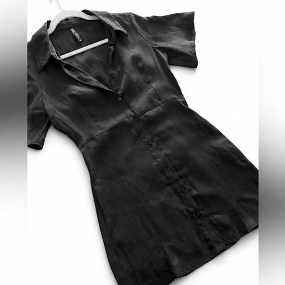 Zara Black Button-Down Women's mini dress - Picture 2 of 6